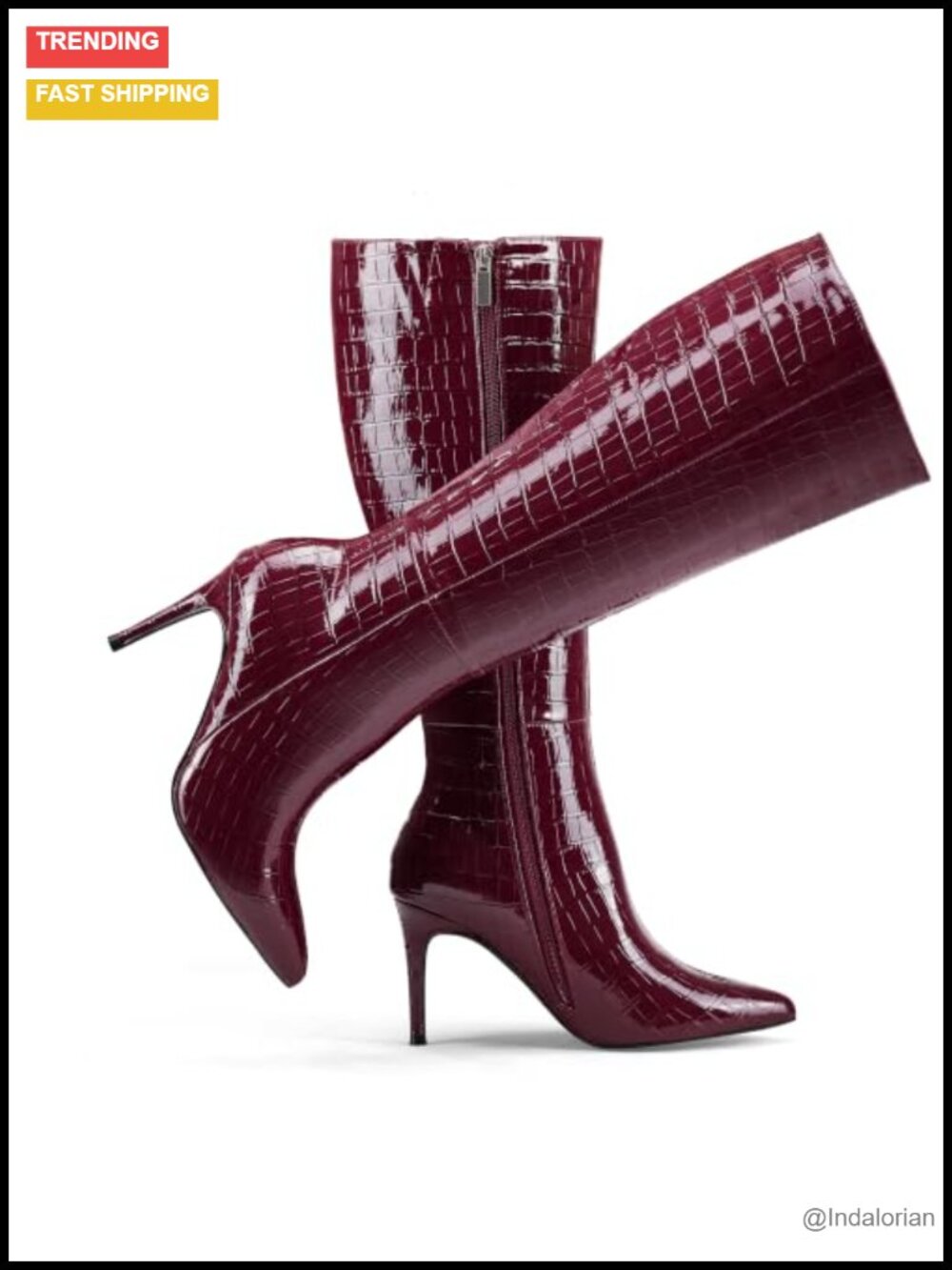 Women's Stiletto Knee High Boots 3 Inch Pointed Toe Faux Leather Side Zip